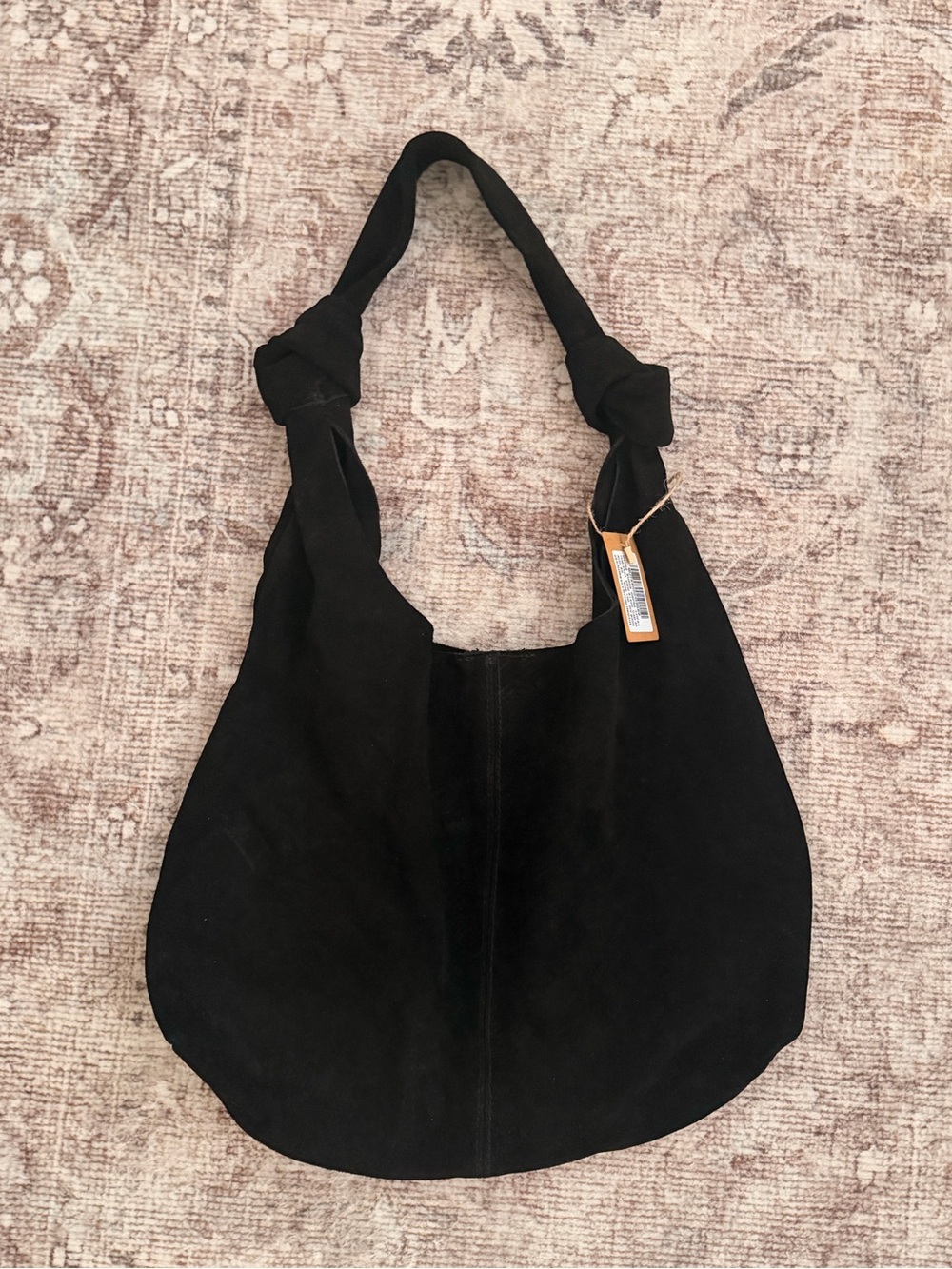 Brandy Melville Black Suede Knot-Handle Shoulder Bag